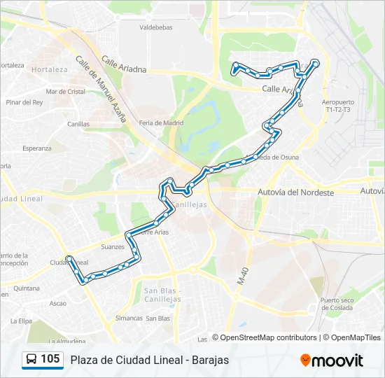 105 Bus Line Map