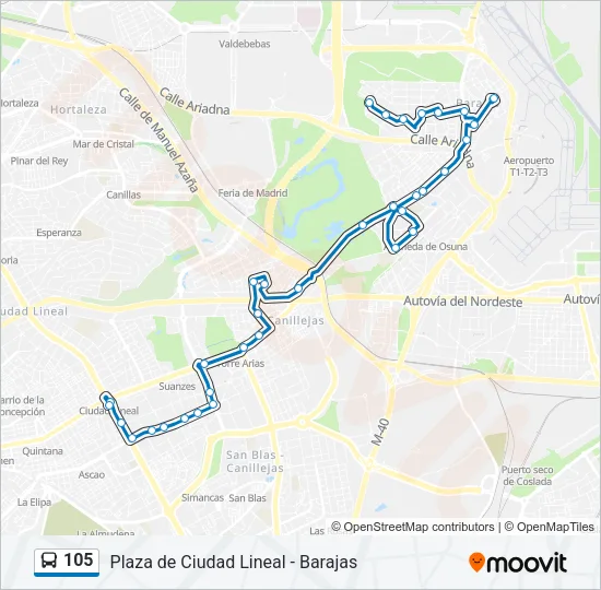 105 Bus Line Map