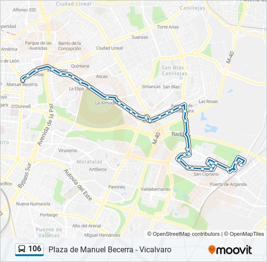 106 bus Mapa de línia