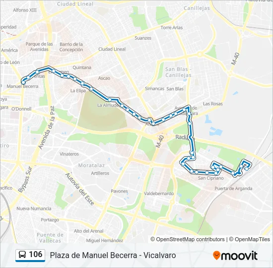 106 Bus Line Map