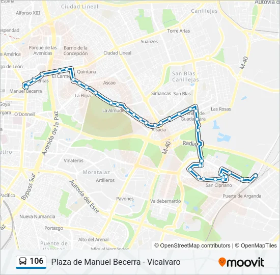 106 Bus Line Map