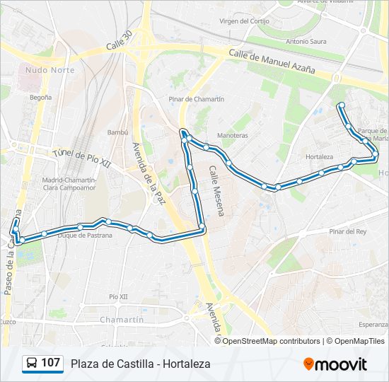 Mapa de 107 de autobús