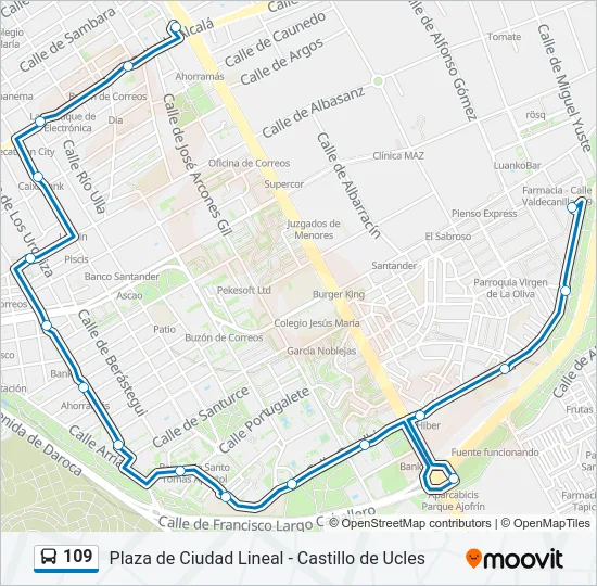 109 Bus Line Map