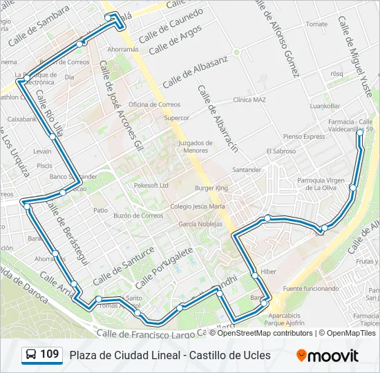 109 Bus Line Map
