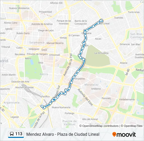 113 Bus Line Map
