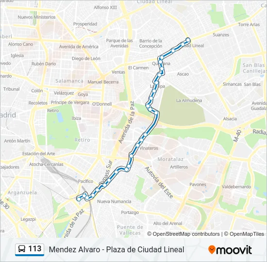 113 Bus Line Map
