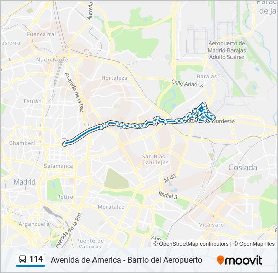 114 bus Line Map