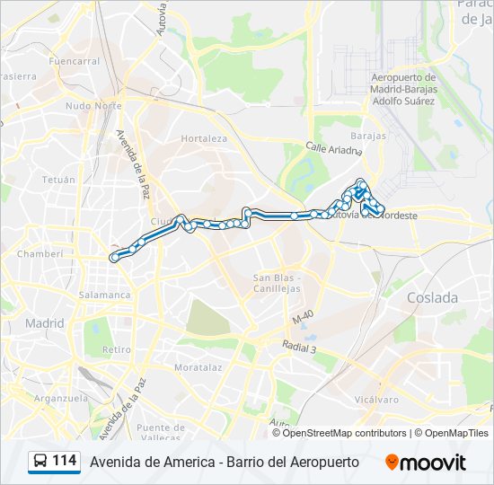 114 bus Mapa de línia