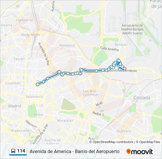 114 Bus Line Map