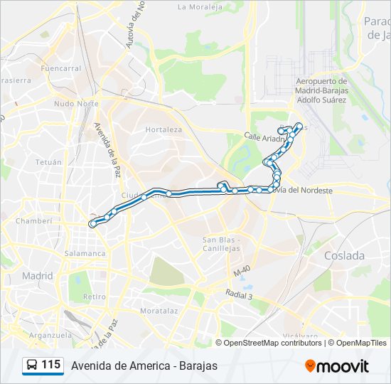 Mapa de 115 de autobús