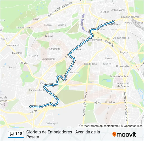 118 Bus Line Map