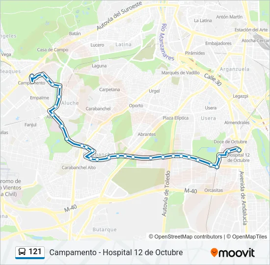 121 Bus Line Map