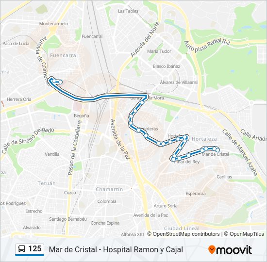 125 bus Line Map