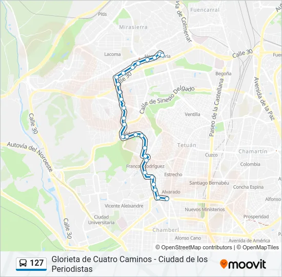 127 Bus Line Map