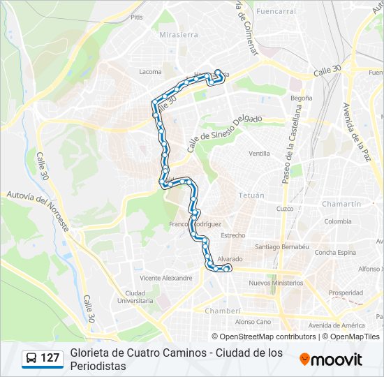 127 Bus Line Map