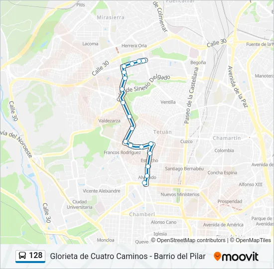 128 Bus Line Map