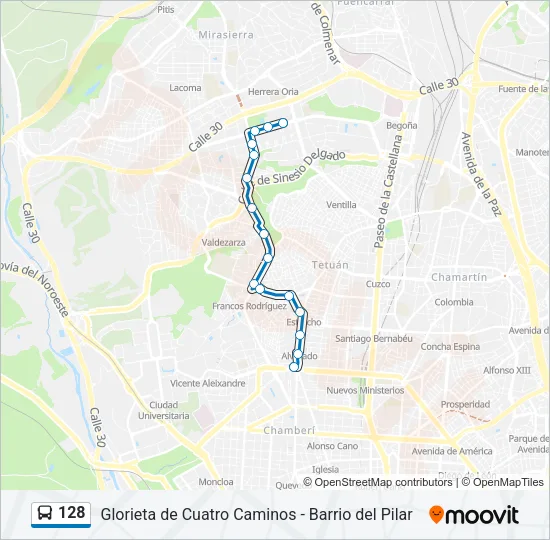 128 Bus Line Map