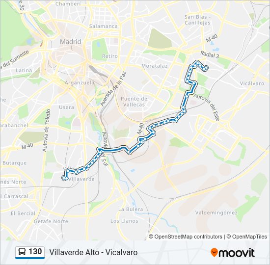 130 bus Mapa de línia