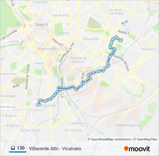 130 Bus Line Map