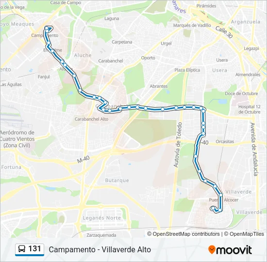 131 Bus Line Map
