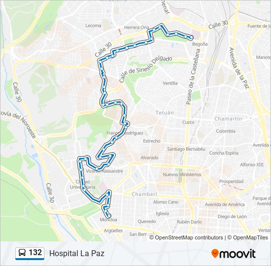 Mapa de 132 de autobús