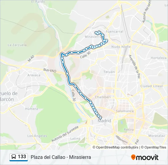 133 Bus Line Map