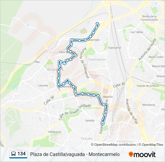 134 Bus Line Map