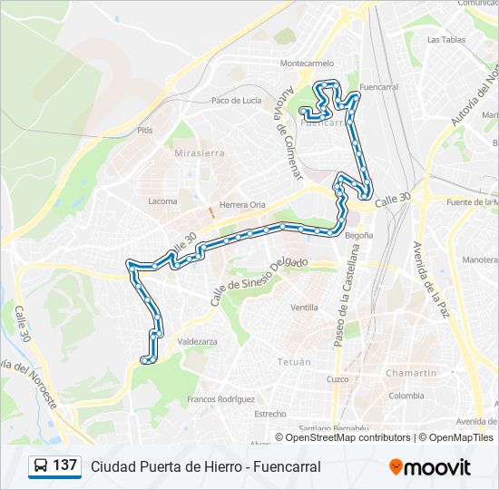 Mapa de 137 de autobús