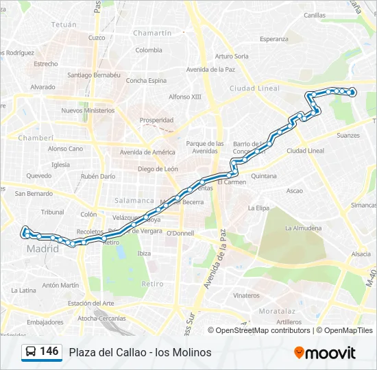 146 bus Mapa de línia
