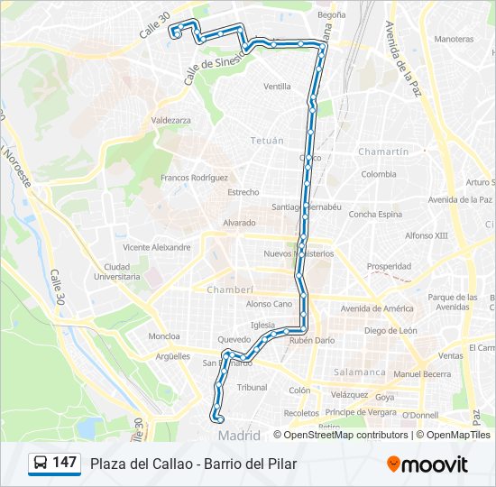 147 bus Line Map