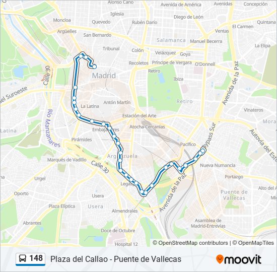 Mapa de 148 de autobús