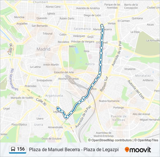 Mapa de 156 de autobús