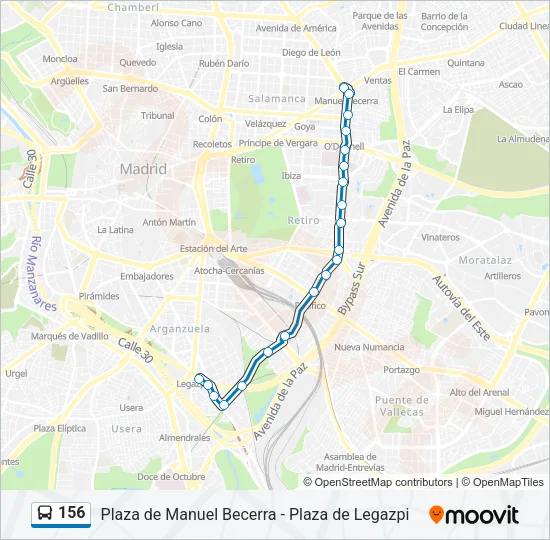 156 Bus Line Map