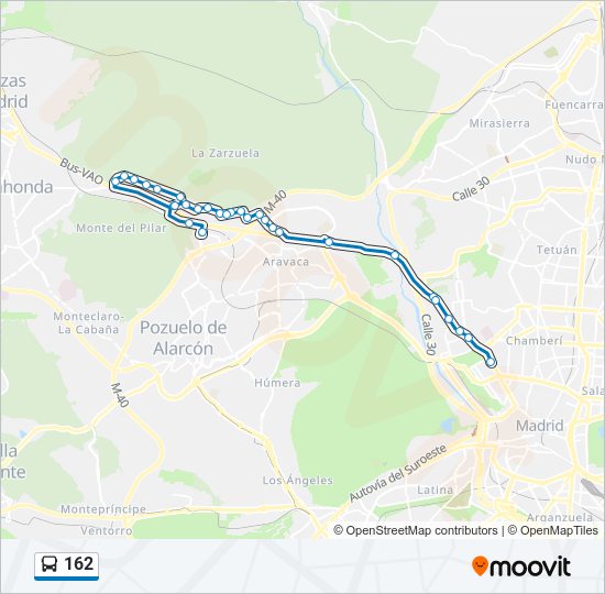 Mapa de 162 de autobús