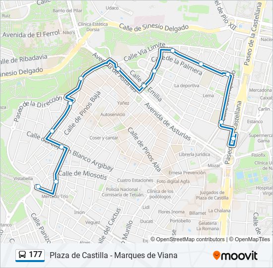 Mapa de 177 de autobús