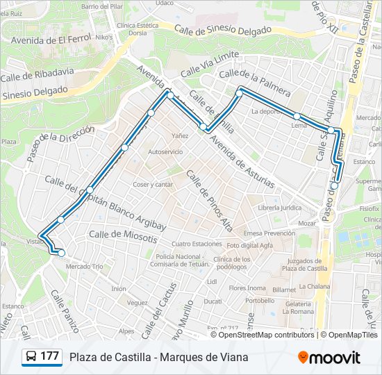 177 bus Mapa de línia