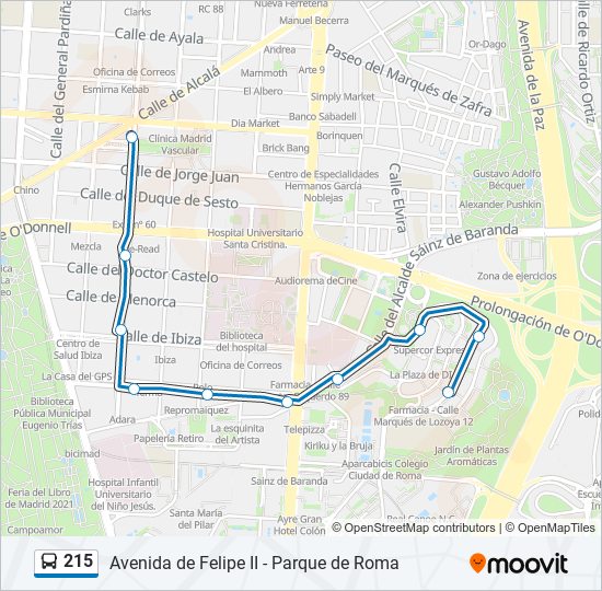 215 bus Mapa de línia