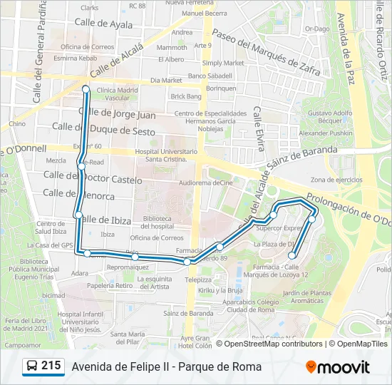 215 Bus Line Map