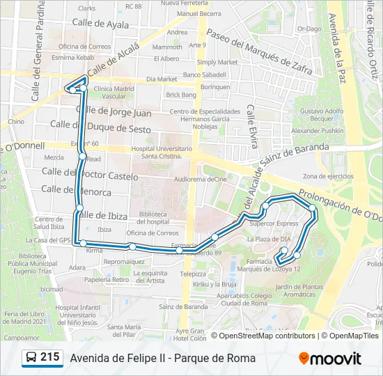 215 Bus Line Map
