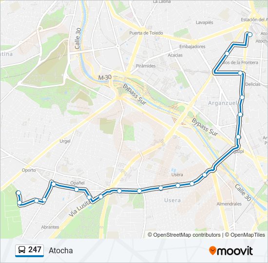 Mapa de 247 de autobús