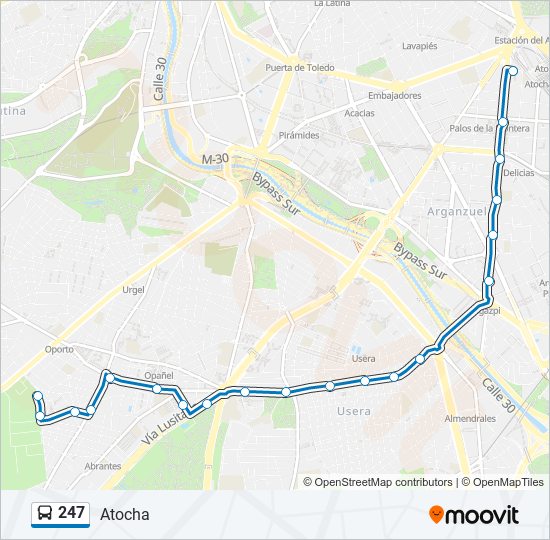 Mapa de 247 de autobús
