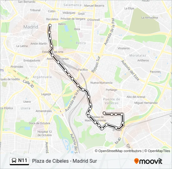 N11 Bus Line Map