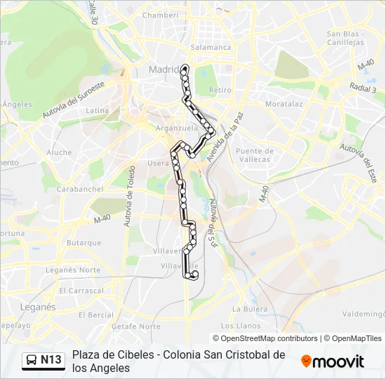 N13 Bus Line Map