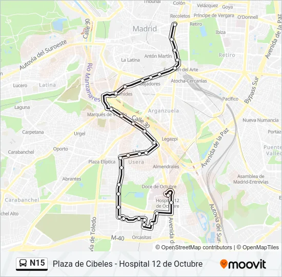 N15 Bus Line Map