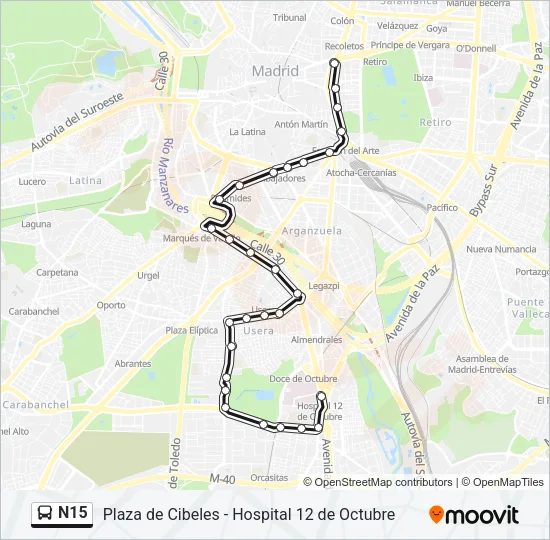 N15 Bus Line Map