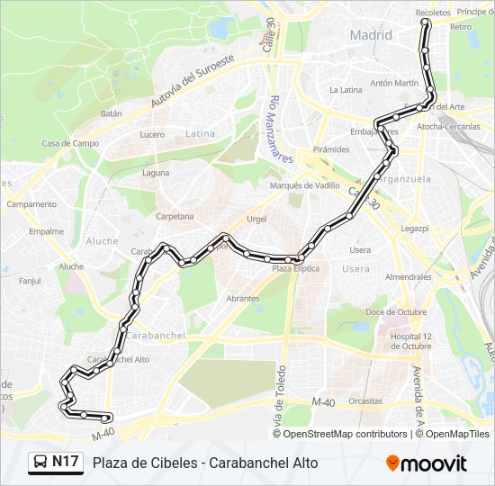 N17 Bus Line Map