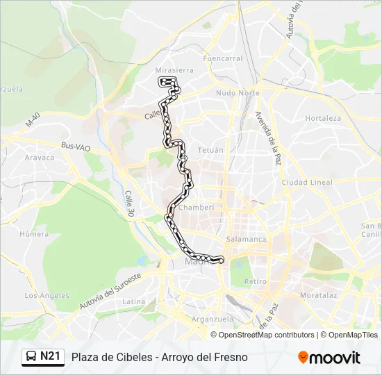 N21 Bus Line Map