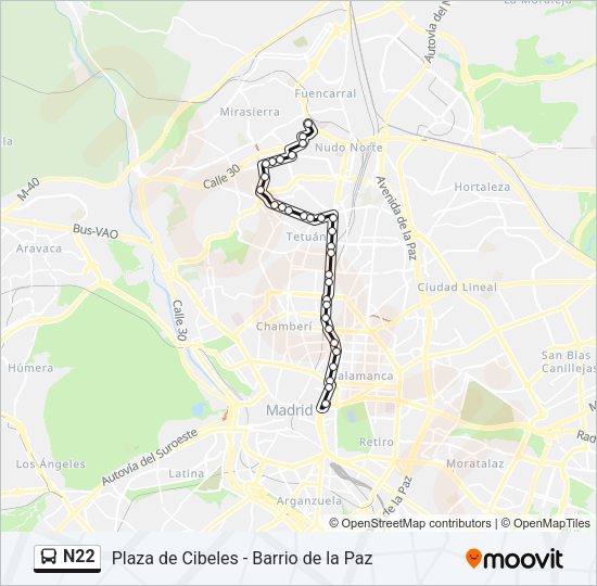 N22 Bus Line Map