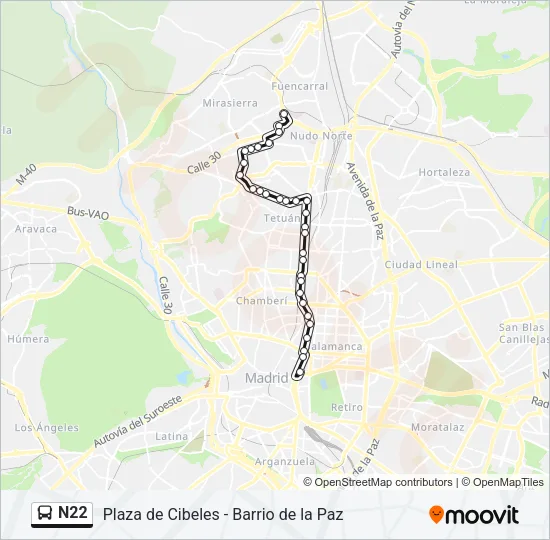 N22 Bus Line Map