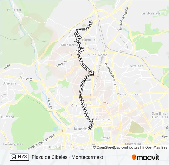 N23 Bus Line Map